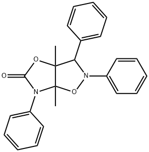 3,3a,6,6a-テトラヒドロ-3a,6a-ジメチル-2,3,6-トリフェニルオキサゾロ[5,4-d]イソオキサゾール-5(2H)-オン 化学構造式