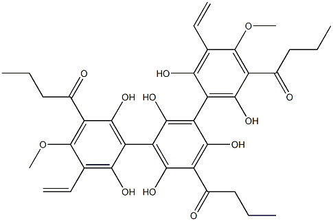 1-[3,5-bis[(3-butanoyl-2,6-dihydroxy-4-methoxy-5-methyl-phenyl)methyl] -2,4,6-trihydroxy-phenyl]butan-1-one Structure