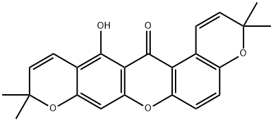 13-ヒドロキシ-3,3,10,10-テトラメチル-10H-ジピラノ[3,2-a:2',3'-i]キサンテン-14(3H)-オン 化学構造式