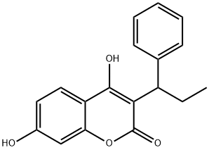 4,7-ジヒドロキシ-3-(1-フェニルプロピル)-2H-1-ベンゾピラン-2-オン 化学構造式