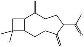 5-アセチル-11,11-ジメチル-4,8-ジメチレンビシクロ[7.2.0]ウンデカン 化学構造式