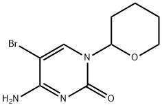 4-アミノ-5-ブロモ-1-(テトラヒドロ-2H-ピラン-2-イル)ピリミジン-2(1H)-オン 化学構造式