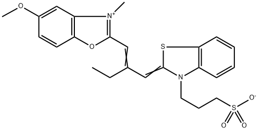 5-methoxy-3-methyl-2-[2-[[3-(3-sulphonatopropyl)-3H-benzothiazol-2-ylidene]methyl]but-1-enyl]benzoxazolium Structure