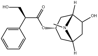 (αS)-α-(ヒドロキシメチル)ベンゼン酢酸(1R,5R)-6β-ヒドロキシ-8-メチル-8-アザビシクロ[3.2.1]オクタ-3α-イル 化学構造式