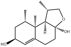 1,4,5,7,8,9,9a,9bα-オクタヒドロ-1α,9α,9aα-トリメチルナフト[2,1-b]フラン-3aα,7β(2H)-ジオール 化学構造式