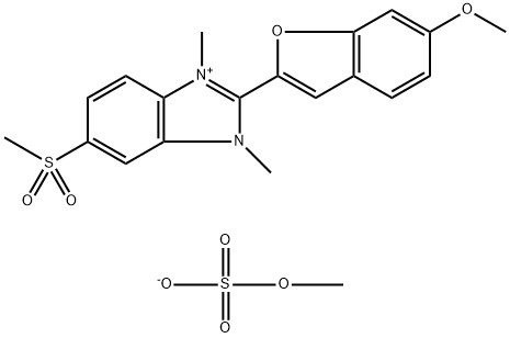 2-(6-methoxybenzofuran-2-yl)-1,3-dimethyl-5-(methylsulphonyl)-1H-benzimidazolium methyl sulphate Structure