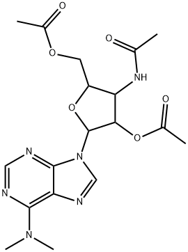 3-(アセチルアミノ)-4-(アセチルオキシ)-5-[6-(ジメチルアミノ)-9H-プリン-9-イル]テトラヒドロフラン-2-メタノールアセタート 化学構造式