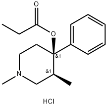 rac-プロピオン酸[(3R*,4S*)-1,3-ジメチル-4-フェニルピペリジン-4-イル]·塩酸塩 化学構造式