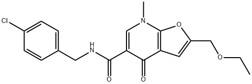 Furo[2,3-b]pyridine-5-carboxamide,  N-[(4-chlorophenyl)methyl]-2-(ethoxymethyl)-4,7-dihydro-7-methyl-4-oxo- Structure