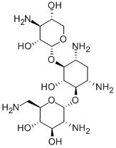 6-O-(2-Amino-2-deoxy-α-D-xylopyranosyl)-4-O-(2,6-diamino-2,6-dideoxy-α-D-glucopyranosyl)-2-deoxy-D-streptamine Struktur