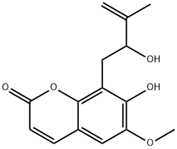 7-Hydroxy-8-(2-hydroxy-3-methyl-3-butenyl)-6-methoxy-2H-1-benzopyran-2-one Structure