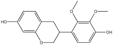 (+)-3,4-ジヒドロ-3-(4-ヒドロキシ-2,3-ジメトキシフェニル)-2H-1-ベンゾピラン-7-オール 化学構造式