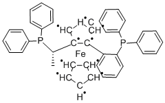 (S)‐1‐[(S)‐2‐(2′‐ジフェニルホスフィノフェニル)フェロセニル]エチルジフェニルホスフィン 化学構造式