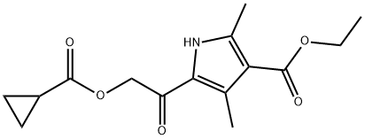 1H-Pyrrole-3-carboxylicacid,5-[[(cyclopropylcarbonyl)oxy]acetyl]-2,4-dimethyl-,ethylester(9CI) Structure