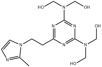 [[6-[2-(2-メチル-1H-イミダゾール-1-イル)エチル]-1,3,5-トリアジン-2,4-ジイル]ジニトリロ]テトラキスメタノール 化学構造式