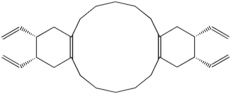 Dibenzo[a,h]cyclotetradecene, 2,3,11,12-tetraethenyl-1,2,3,4,5,6,7,8,9,10,11,12,13,14,15,16,17,18-octadecahydro-, (2R*,3S*,4Z,9Z,11R*,12S*)- (9CI) Structure