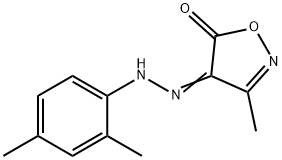 3-メチル-4-[2-(2,4-ジメチルフェニル)ヒドラゾノ]イソオキサゾール-5(4H)-オン 化学構造式