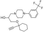 rac-(αR*)-α-[[(1-エチニルシクロヘキシル)オキシ]メチル]-4-(3-トリフルオロメチルフェニル)-1-ピペラジンエタノール 化学構造式