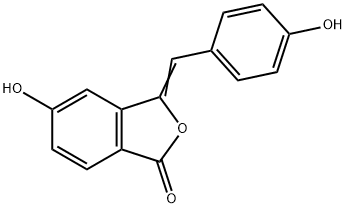 5-ヒドロキシ-3-[(4-ヒドロキシフェニル)メチレン]イソベンゾフラン-1(3H)-オン 化学構造式