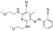 5-[(2-シアノフェニル)アゾ]-2,6-ビス[(2-メトキシエチル)アミノ]-4-メチル-3-ピリジンカルボニトリル 化学構造式