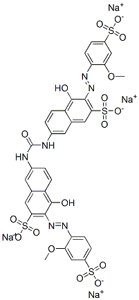 tetrasodium 7,7'-(carbonyldiimino)bis[4-hydroxy-3-[(2-methoxy-4-sulphonatophenyl)azo]naphthalene-2-sulphonate] Structure