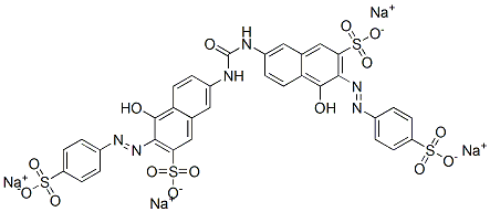 tetrasodium 7,7'-(carbonyldiimino)bis[4-hydroxy-3-[(4-sulphonatophenyl)azo]naphthalene-2-sulphonate] 结构式