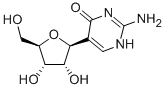 2-アミノ-5-β-D-リボフラノシルピリミジン-4(3H)-オン 化学構造式