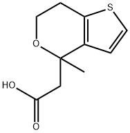 (4-メチル-6,7-ジヒドロ-4H-チエノ[3,2-C]ピラン-4-イル)酢酸 化学構造式