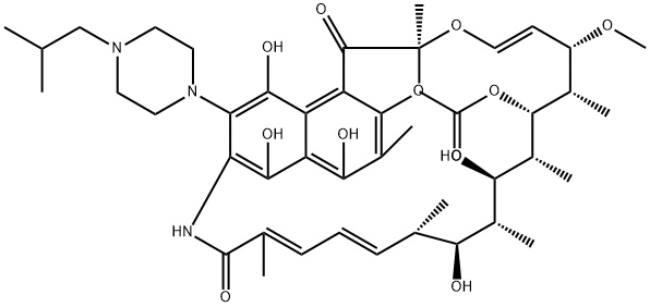 异丁基哌嗪利福霉素, 57184-22-2, 结构式