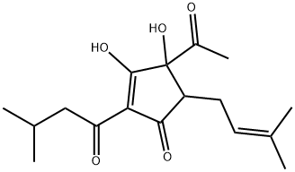 4-Acetyl-3,4-dihydroxy-5-(3-methyl-2-butenyl)-2-(3-methyl-1-oxobutyl)-2-cyclopenten-1-one 结构式