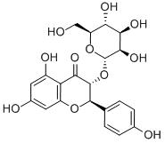 (2R,3R)-5,7-dihydroxy-2-(4-hydroxyphenyl)-3-[(2S,3R,4R,5S,6S)-3,4,5-trihydroxy-6-methyl-oxan-2-yl]oxy-chroman-4-one Struktur