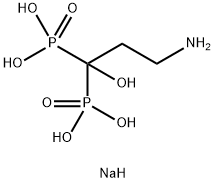 3-アミノ-1,1-ビス(ソジオオキシヒドロキシホスフィニル)-1-プロパノール 化学構造式
