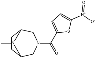 8-メチル-3-(2-ニトロ-5-チエニルカルボニル)-3,8-ジアザビシクロ[3.2.1]オクタン 化学構造式