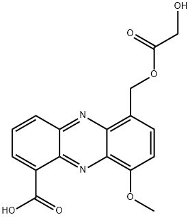 6-[(ヒドロキシアセトキシ)メチル]-9-メトキシ-1-フェナジンカルボン酸 化学構造式