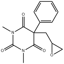 1,3-ジメチル-5-(オキシラニルメチル)-5-フェニル-2,4,6(1H,3H,5H)-ピリミジントリオン 化学構造式