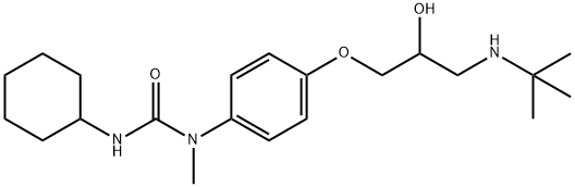 N'-シクロヘキシル-N-[4-(3-tert-ブチルアミノ-2-ヒドロキシプロポキシ)フェニル]-N-メチル尿素 化学構造式