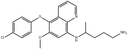 N-[5-(4-chlorophenyl)sulfanyl-6-methoxy-quinolin-8-yl]pentane-1,4-diam ine Structure