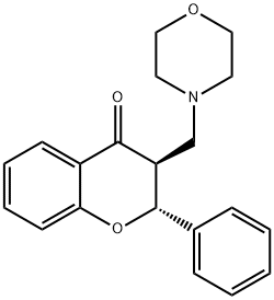 rel-(2α*,3β*)-3-モルホリノメチル-2-フェニルクロマン-4-オン 化学構造式