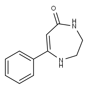 7-フェニル-2,3,4,5-テトラヒドロ-1H-1,4-ジアゼピン-5-オン 化学構造式