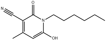 1-ヘキシル-1,2-ジヒドロ-6-ヒドロキシ-4-メチル-2-オキソ-3-ピリジンカルボニトリル 化学構造式