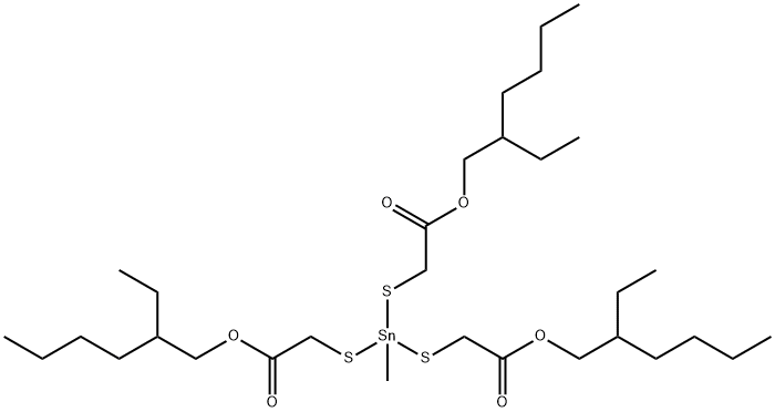 2-Ethylhexyl 10-ethyl-4-[[2-[(2-ethylhexyl)oxy]-2-oxoethyl]thio]-4-methyl-7-oxo-8-oxa-3,5-dithia-4-stannatetradecanoate Struktur