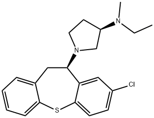 (10R)-10,11-ジヒドロ-8-クロロ-10-[(3R)-3-(メチルエチルアミノ)ピロリジノ]ジベンゾ[b,f]チエピン 化学構造式