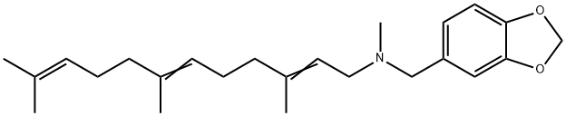 N-メチル-N-(3,7,11-トリメチル-2,6,10-ドデカトリエニル)-1,3-ベンゾジオキソール-5-メタンアミン 化学構造式