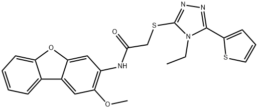 Acetamide, 2-[[4-ethyl-5-(2-thienyl)-4H-1,2,4-triazol-3-yl]thio]-N-(2-methoxy-3-dibenzofuranyl)- (9CI) Structure