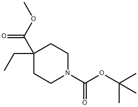 N-叔丁氧羰基-4-乙基哌啶-4-甲酸甲酯, 578021-55-3, 结构式