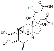 17,21-ビス(アセチルオキシ)-2-ブロモ-9β,11β-エポキシ-6β-フルオロプレグナ-1,4-ジエン-3,20-ジオン 化学構造式