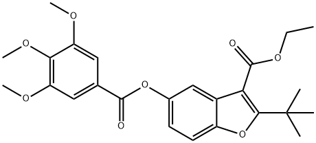 3-Benzofurancarboxylicacid,2-(1,1-dimethylethyl)-5-[(3,4,5-trimethoxybenzoyl)oxy]-,ethylester(9CI) Structure
