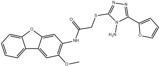 Acetamide, 2-[[4-amino-5-(2-furanyl)-4H-1,2,4-triazol-3-yl]thio]-N-(2-methoxy-3-dibenzofuranyl)- (9CI) Structure