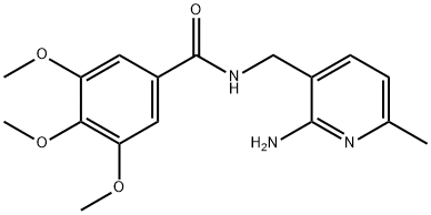 N-[(2-アミノ-6-メチルピリジン-3-イル)メチル]-3,4,5-トリメトキシベンズアミド 化学構造式