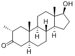 2α-メチル-17β-ヒドロキシ-5α-アンドロスタン-3-オン 化学構造式